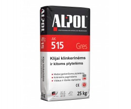 Klinkerinių ir kitų plytelių klijai ALPOL AK 515, 25 kg Klinkerinių ir kitų plytelių klijai ALPOL AK 515, 25 kg