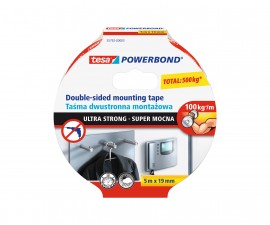 Tvirtinimo juosta, Tesa UltraStrong, dvipusio lipnumo, 19 mm x 5 m