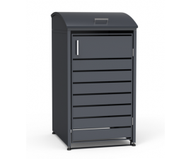 Vienvietė šiukšlių konteinerio pastogė MIKKO, apvalintu dangčiu, pilka