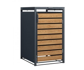 Vienvietė šiukšlių konteinerio pastogė MIKKO, pilka/medžio imitacija