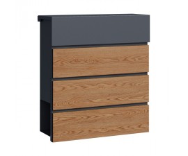 Pašto dėžutė MIKKO, pilka/medžio imitacija